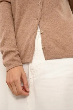 NORMA cardigan col v camel chiné