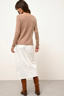 NORMA cardigan col v camel chiné