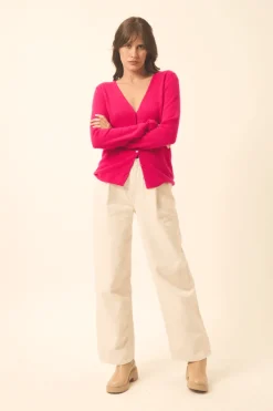 NORMA cardigan col v fuchsia