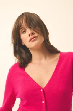 NORMA cardigan col v fuchsia