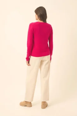 NORMA cardigan col v fuchsia