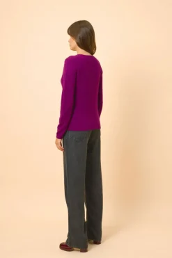 NORMA cardigan col v prune