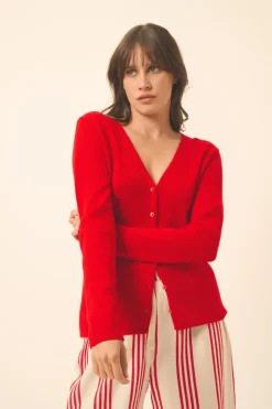 NORMA cardigan col v rouge