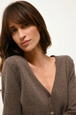 NORMA cardigan col v taupe chiné