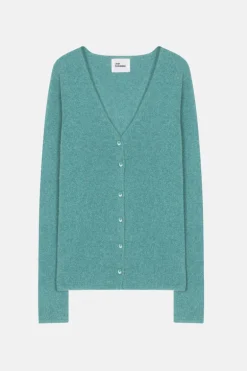 NORMA cardigan col v vert chiné