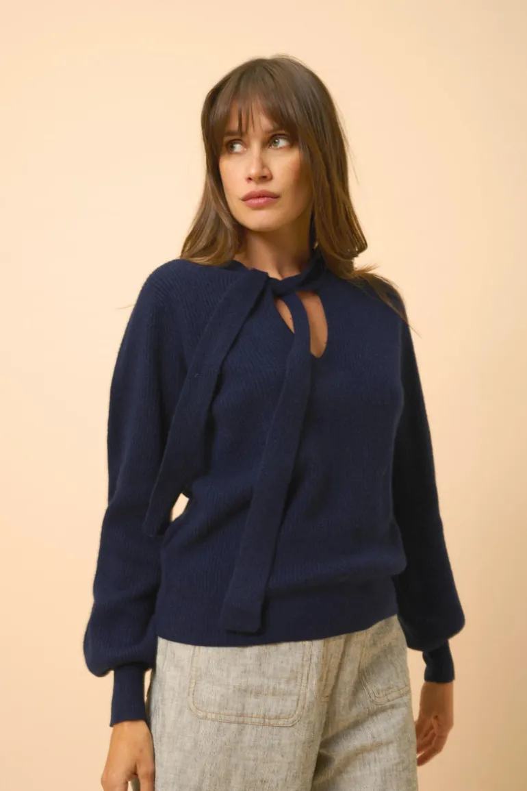 NOTY pull col lavallière navy