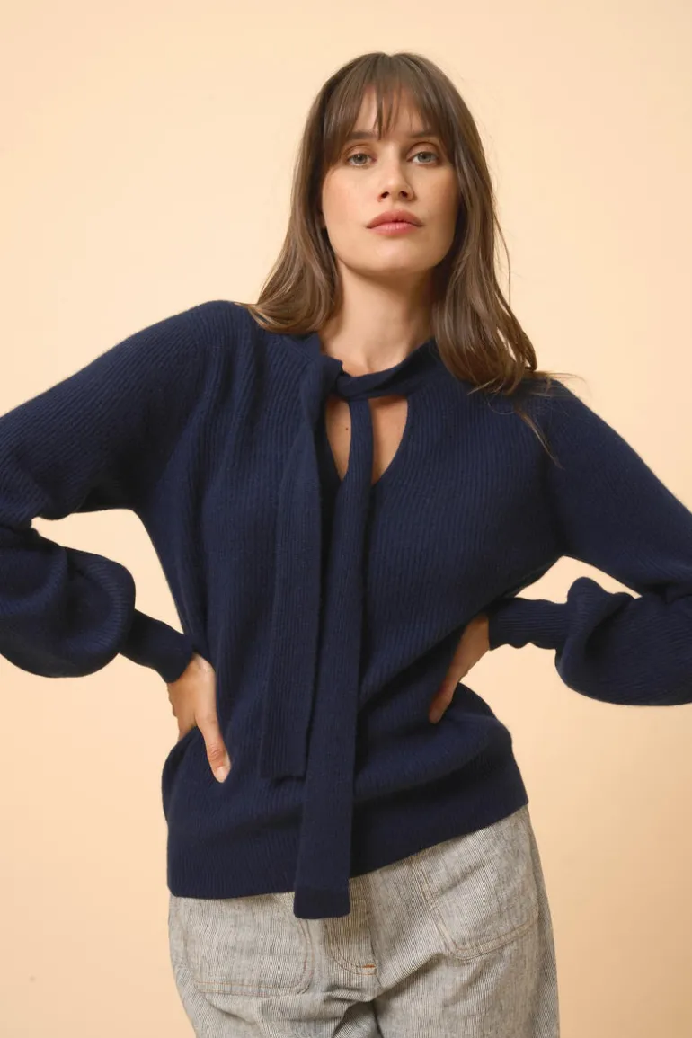 NOTY pull col lavallière navy