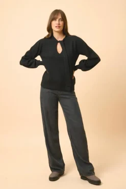NOTY pull col lavallière noir