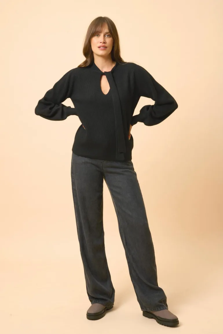 NOTY pull col lavallière noir