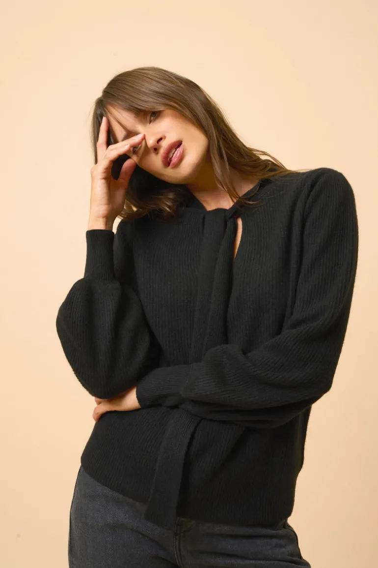 NOTY pull col lavallière noir