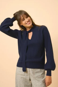 NOTY pull col lavallière navy