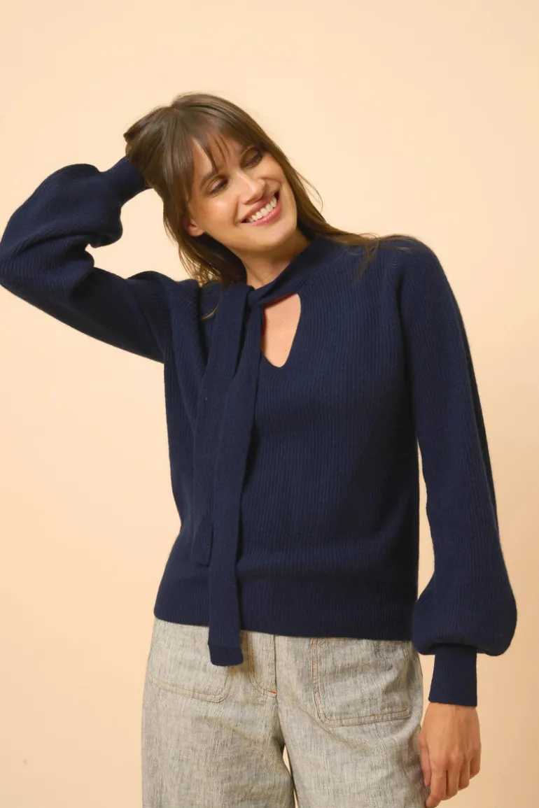 NOTY pull col lavallière navy