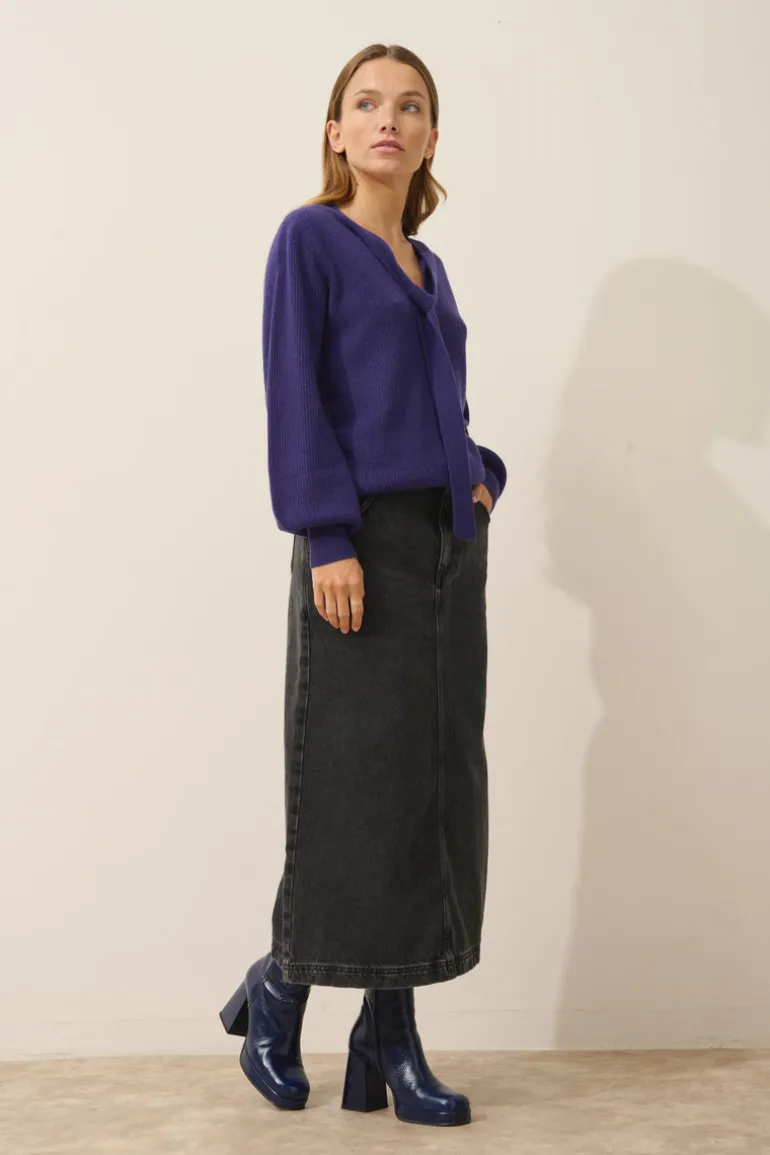 NOTY pull col lavallière purple