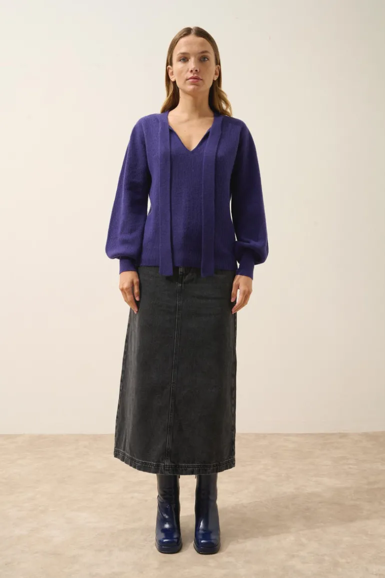NOTY pull col lavallière purple