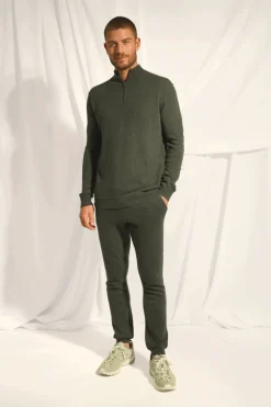 NOUR pull col camionneur kaki chiné