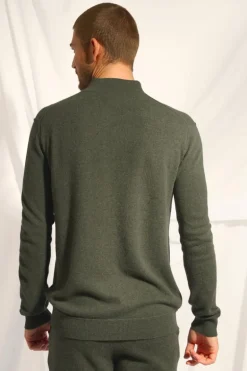 NOUR pull col camionneur kaki chiné