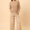 OLENA pull col rond camel chiné