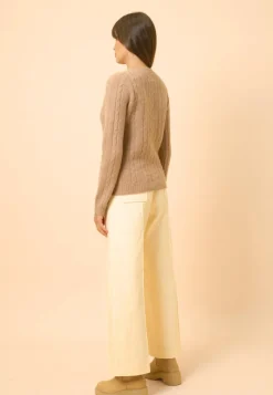 OLIVIA pull col rond camel chiné