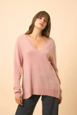 OPAL pull col v bois de rose