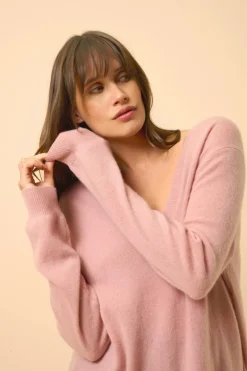 OPAL pull col v bois de rose