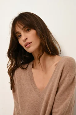 OPAL pull col v camel chiné