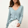 PHOEBE pull col v aqua chiné