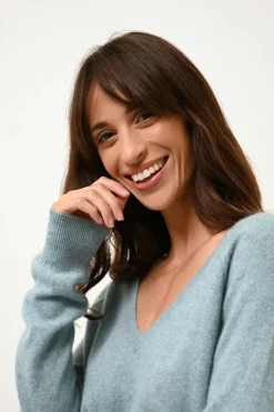 PHOEBE pull col v aqua chiné