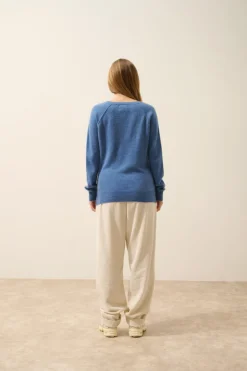 PHOEBE pull col v bleu denim