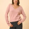 PHOEBE pull col v bois de rose