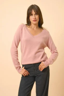 PHOEBE pull col v bois de rose