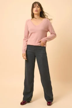 PHOEBE pull col v bois de rose