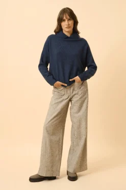 PIURA pull col claudine bleu nuit chiné