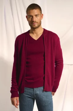 POLNOON gilet col mao bordeaux