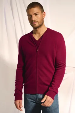 POLNOON gilet col mao bordeaux