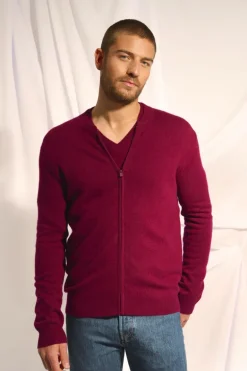 POLNOON gilet col mao bordeaux