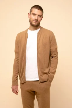 POLNOON gilet col mao noisette