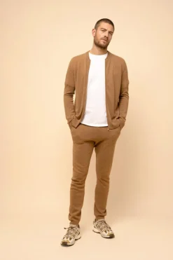 POLNOON gilet col mao noisette