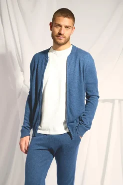 POLNOON gilet col mao ocean chiné