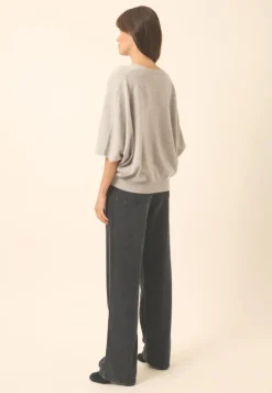 POLO pull col v gris clair chiné