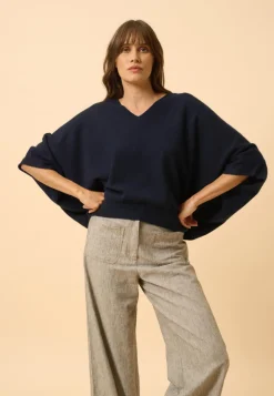 POLO pull col v navy