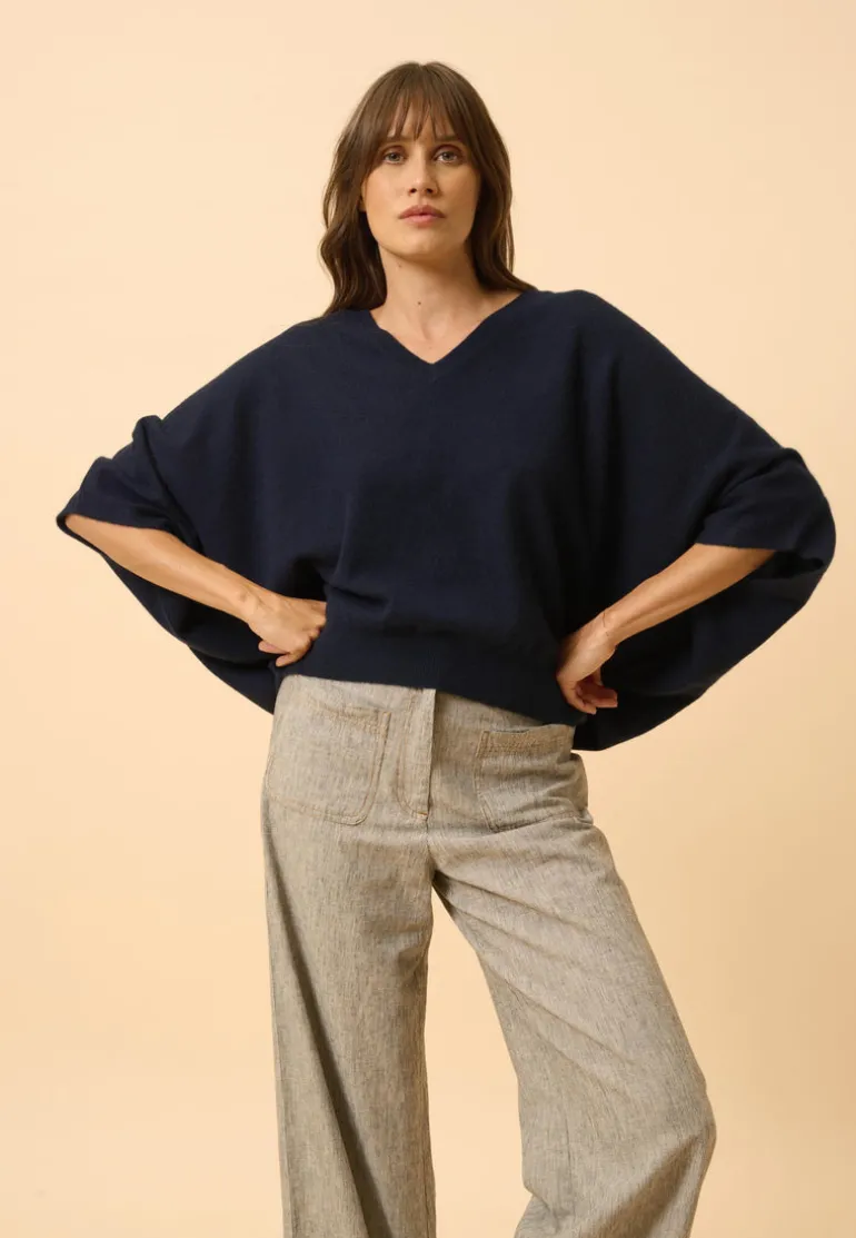 POLO pull col v navy