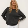 REBECCA pull col rond anthracite chiné