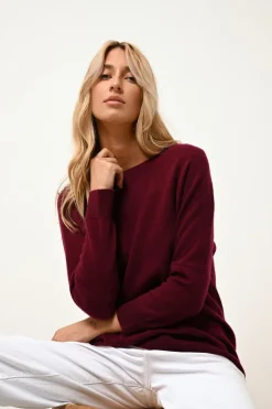 REBECCA pull col rond bordeaux
