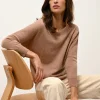 REBECCA pull col rond camel chiné