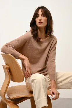 REBECCA pull col rond camel chiné