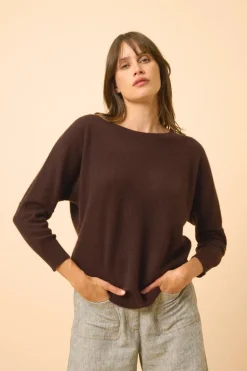 REBECCA pull col rond choco