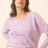 REBECCA pull col rond mauve chiné