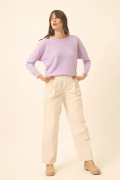 REBECCA pull col rond mauve chiné