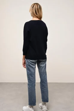 REBECCA pull col rond navy