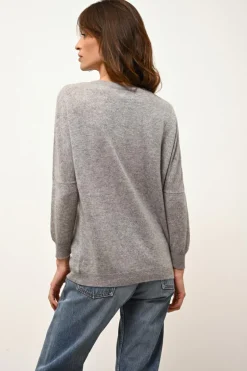 REBECCA pull col rond nuage chiné
